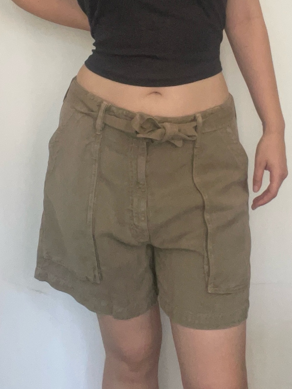 MOTHER Olive Green Cargo Drawstring Shorts